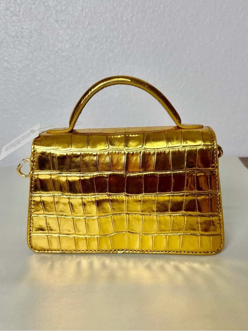 J.Crew Gracie top-handle bag in croc-embossed metallic leather NWT - Picture 3 of 8